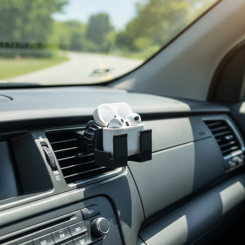AirPods Pro car vent holder with one hand open