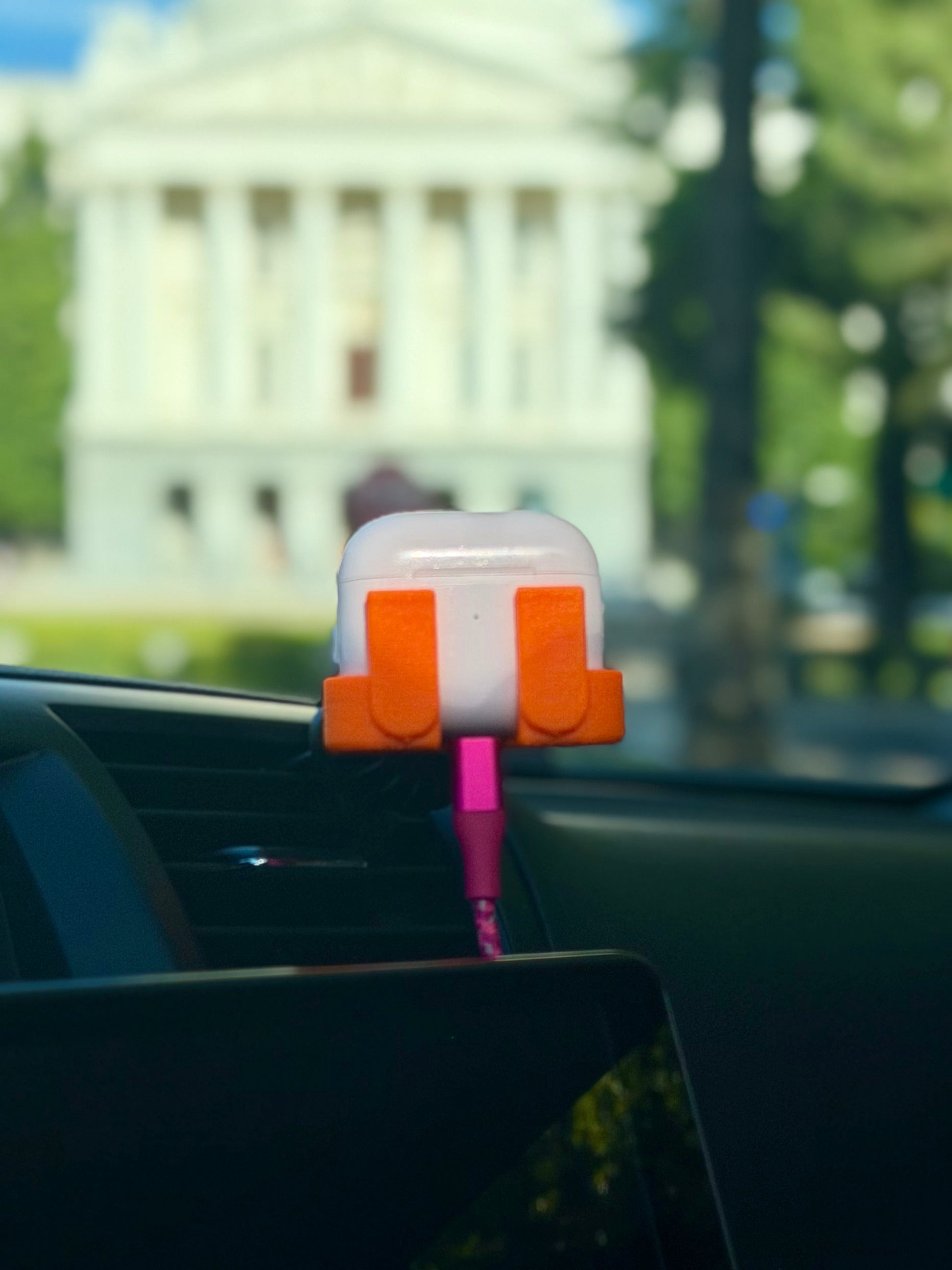Orange Car Vent Clip Holder for AirPods 3 4, One-Hand Driving Mount