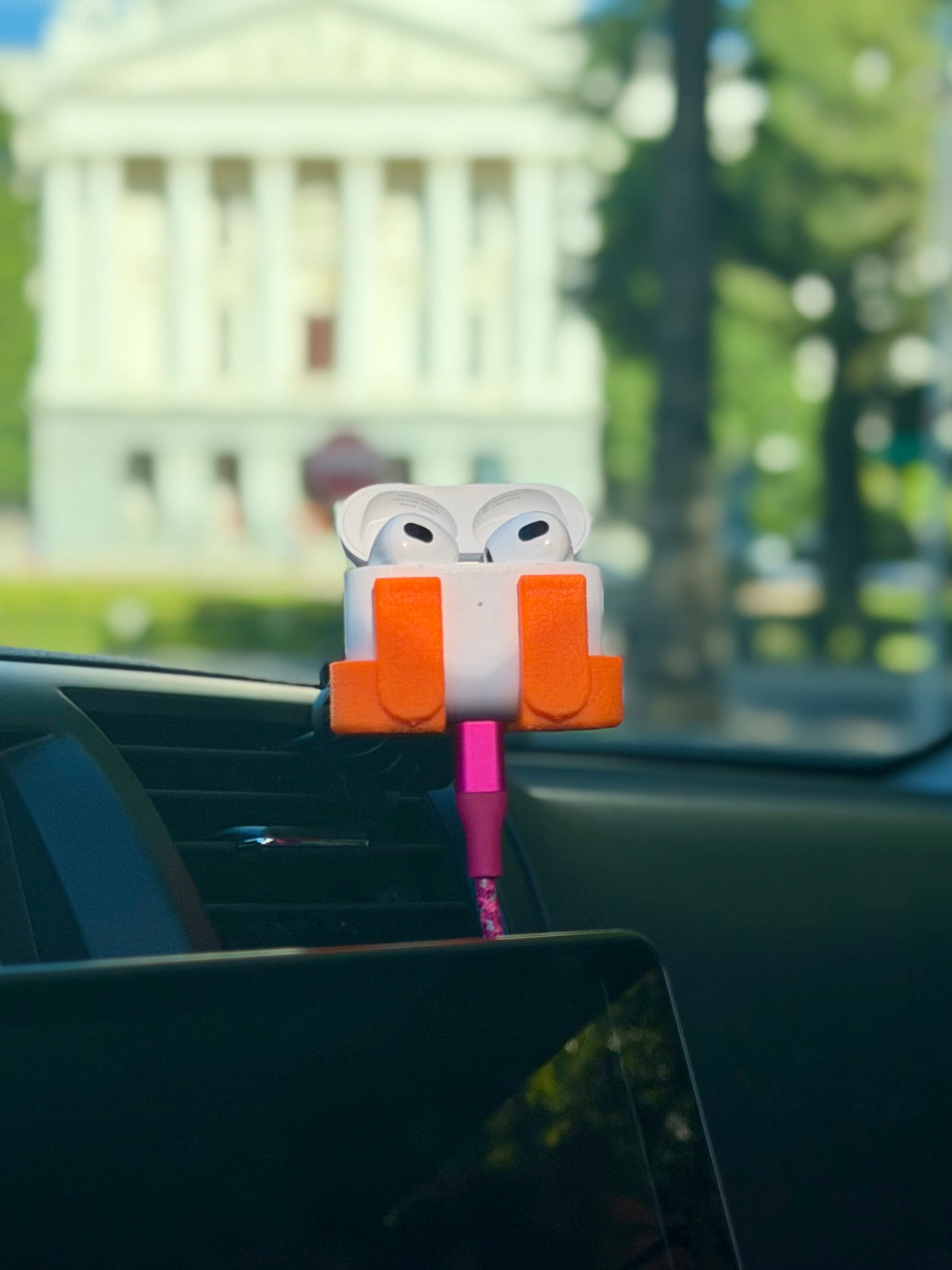 Orange Car Vent Clip Holder for AirPods 3 4, One-Hand Driving Mount