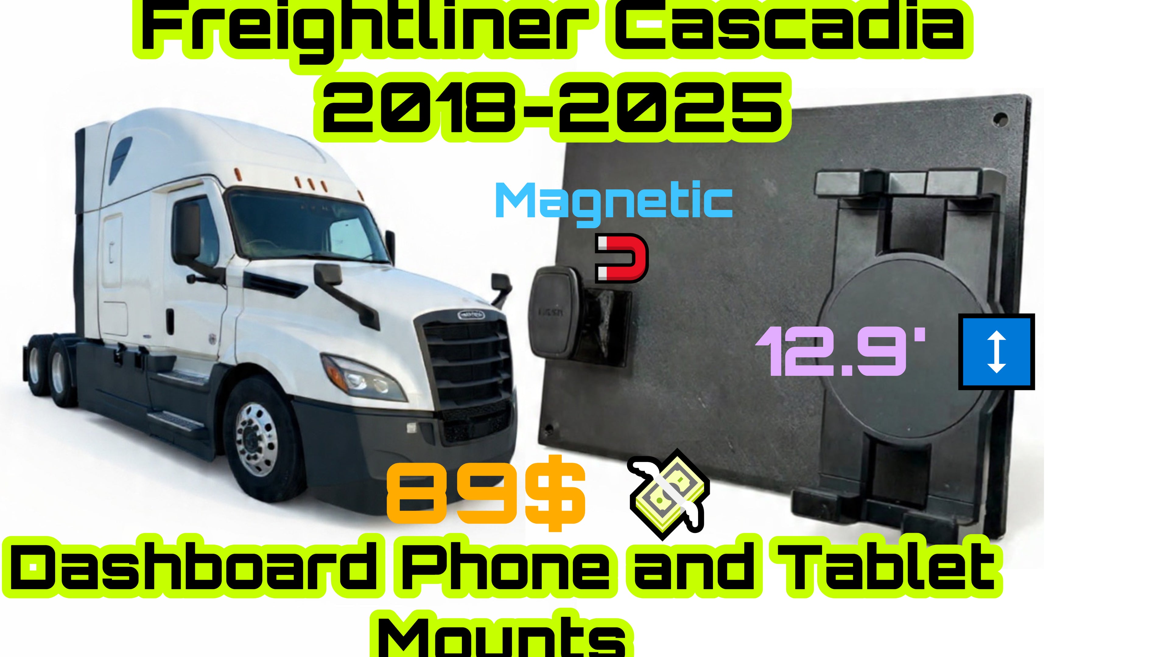 Freigthliner Cascadia 2018-2025 ОЕМ-Style Multi-Mount Dash Plate – Up to 2 Gadgets